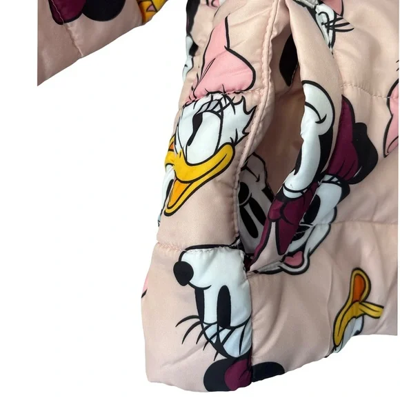 Disney Girls Minnie Mouse Daisy Duck Pink Hooded Winter Puffer Jacket Toddler 3T - Picture 11 of 16